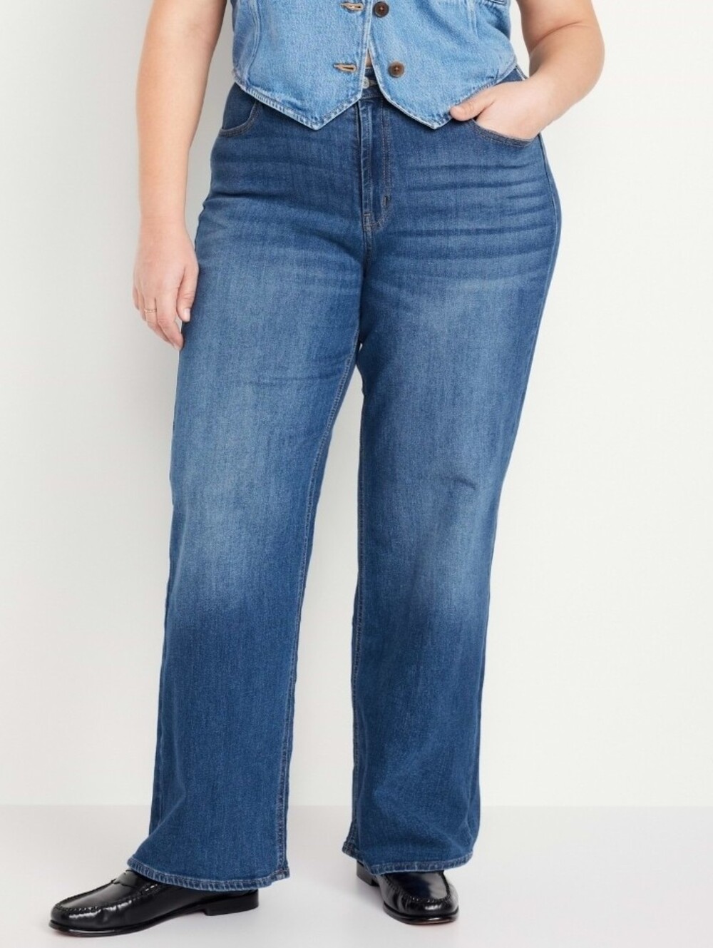nwt OLD NAVY size 14 TALL Jeans Medium Wash Wow Wide Leg Stretch High Rise